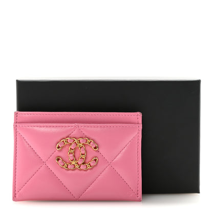 Chanel Lambskin Quilted Chanel 19 Card Holder Pink 9 of 9