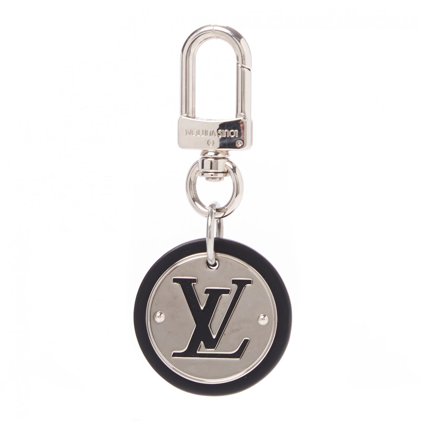 LV Cut Circle Key Holder Silver