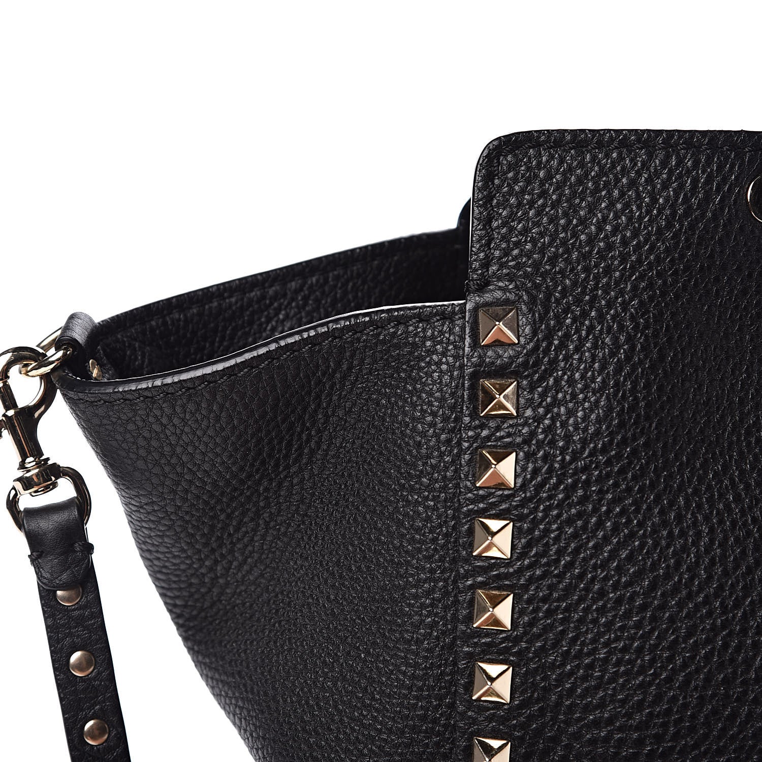 Valentino Garavani Pebbled Calfskin Medium Rockstud Tote Black 10 of 11