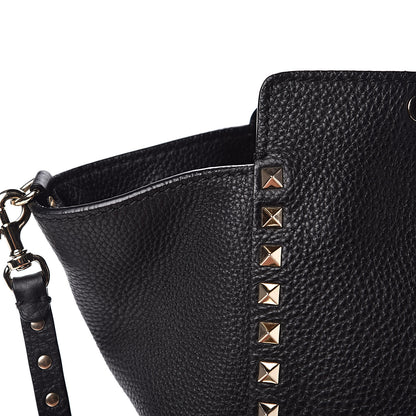 Valentino Garavani Pebbled Calfskin Medium Rockstud Tote Black 10 of 11