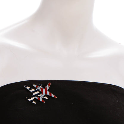 Chanel Resin Striped CC Airplane Brooch Blue Red 2 of 5