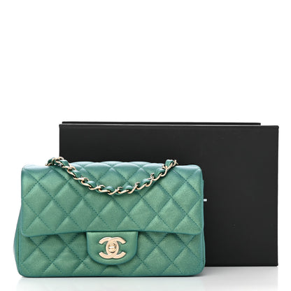 Chanel Iridescent Calfskin Quilted Mini Rectangular Flap Green 11 of 11