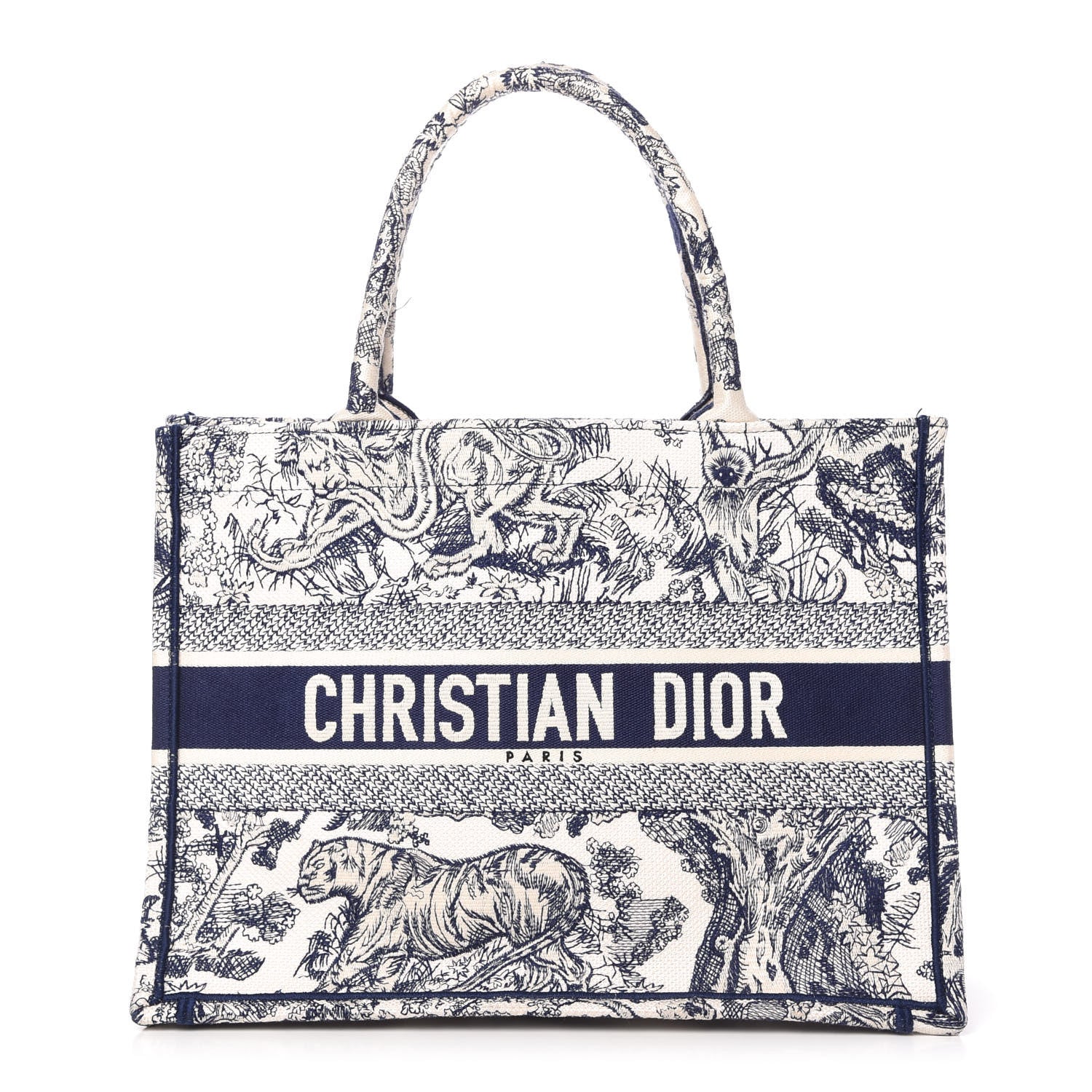 Christian Dior Canvas Embroidered Medium Dioriviera Toile De Jouy Book Tote Blue 1 of 11