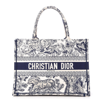 Christian Dior Canvas Embroidered Medium Dioriviera Toile De Jouy Book Tote Blue 1 of 11