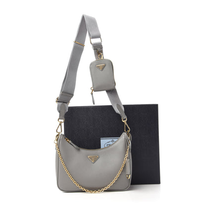 Prada Saffiano Re-Edition 2005 Shoulder Bag Marmo 10 of 10