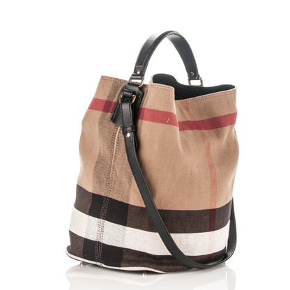 Burberry Canvas Mega Check Medium Ashby Hobo Black 3 of 10