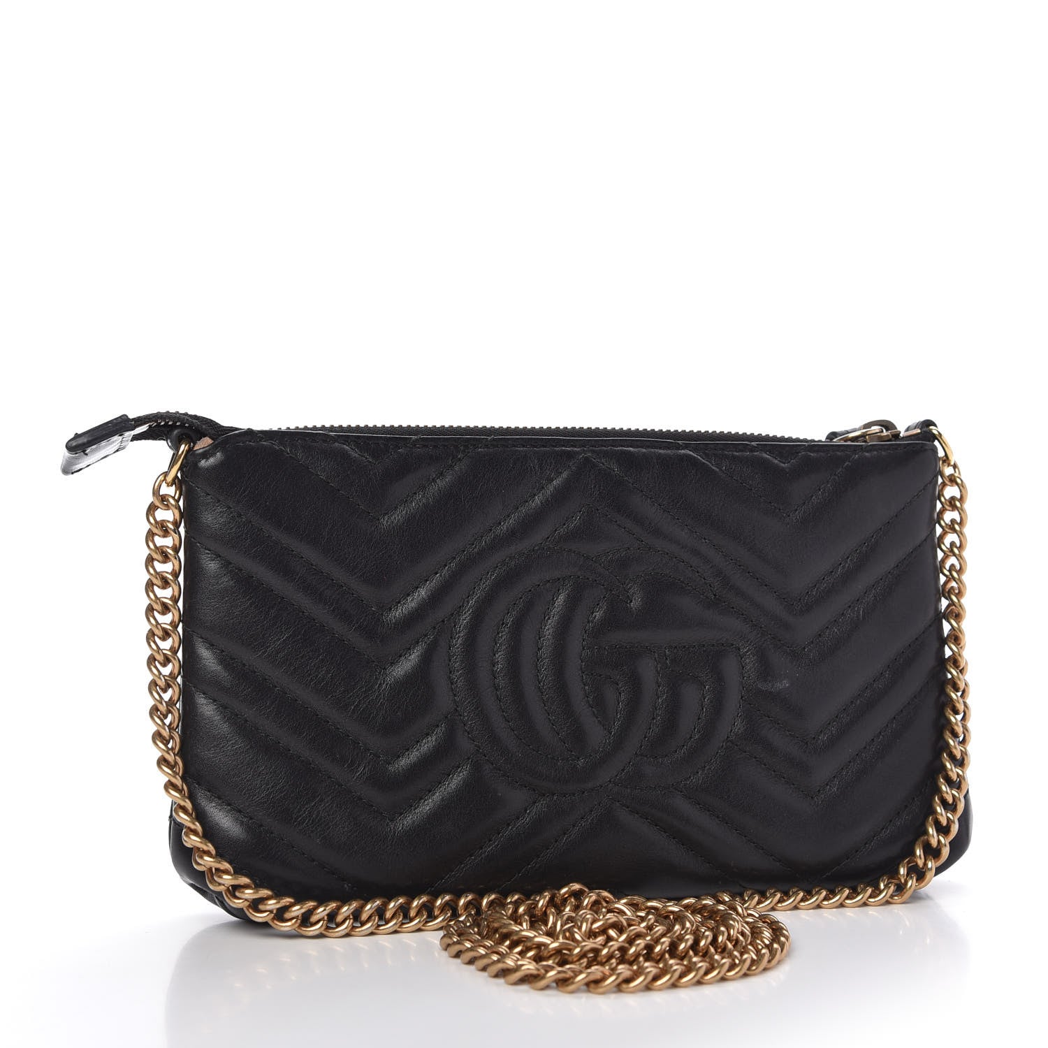 Gucci Calfskin Matelasse Mini GG Marmont Chain Bag Black 3 of 10