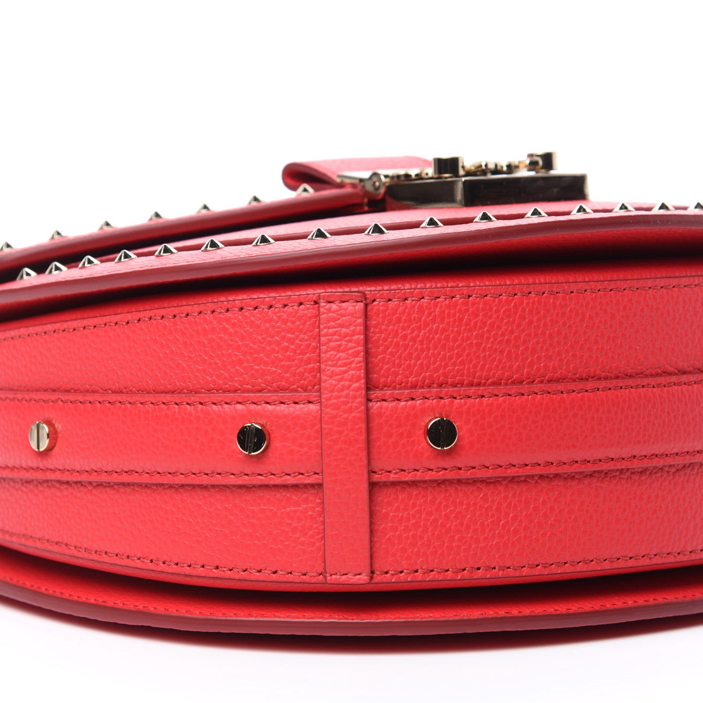 Grained Calfskin Small Patricia Studded Crossbody Bag Chinese Red