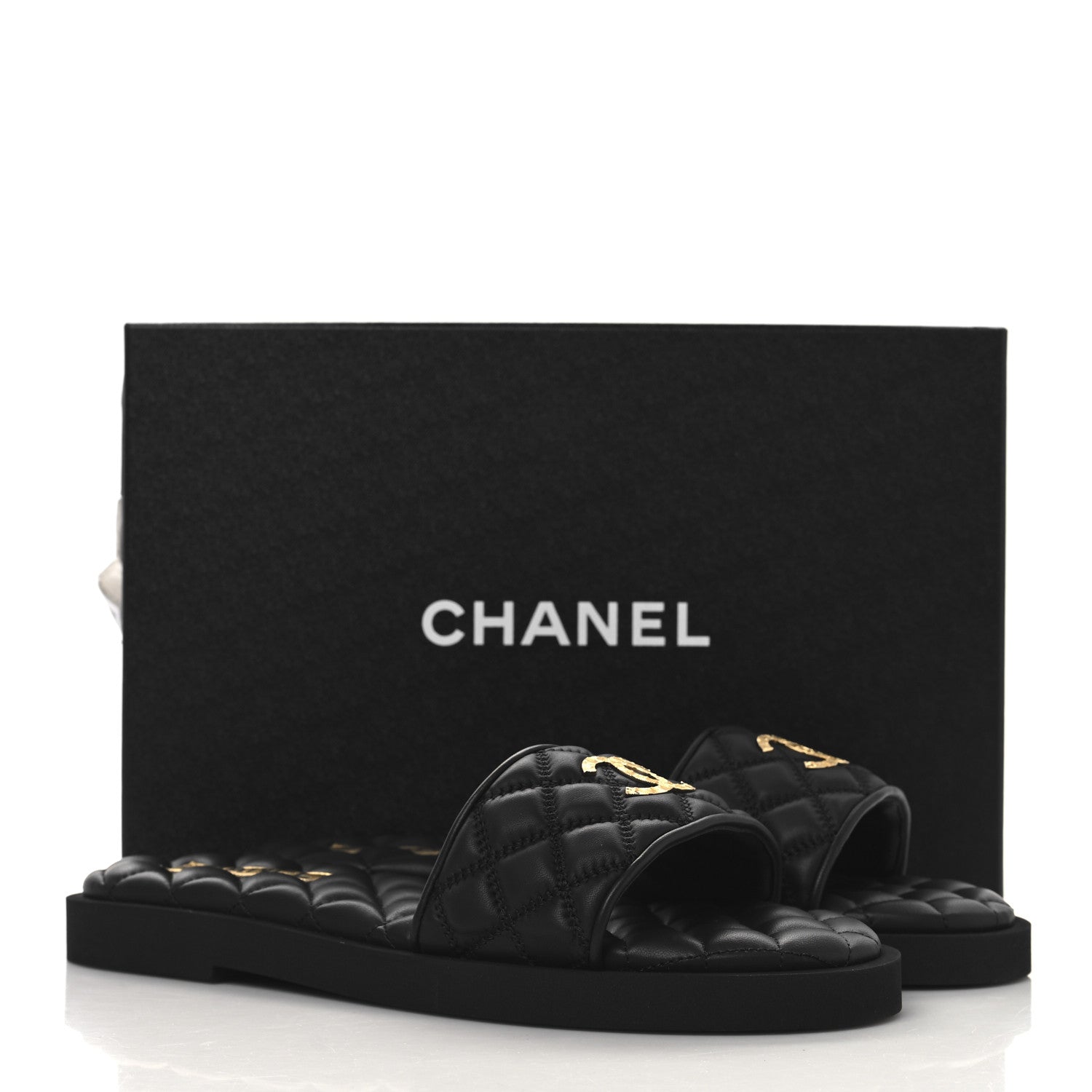 Chanel Lambskin Quilted Textured CC Mules Sandals 40 Black 10 of 10