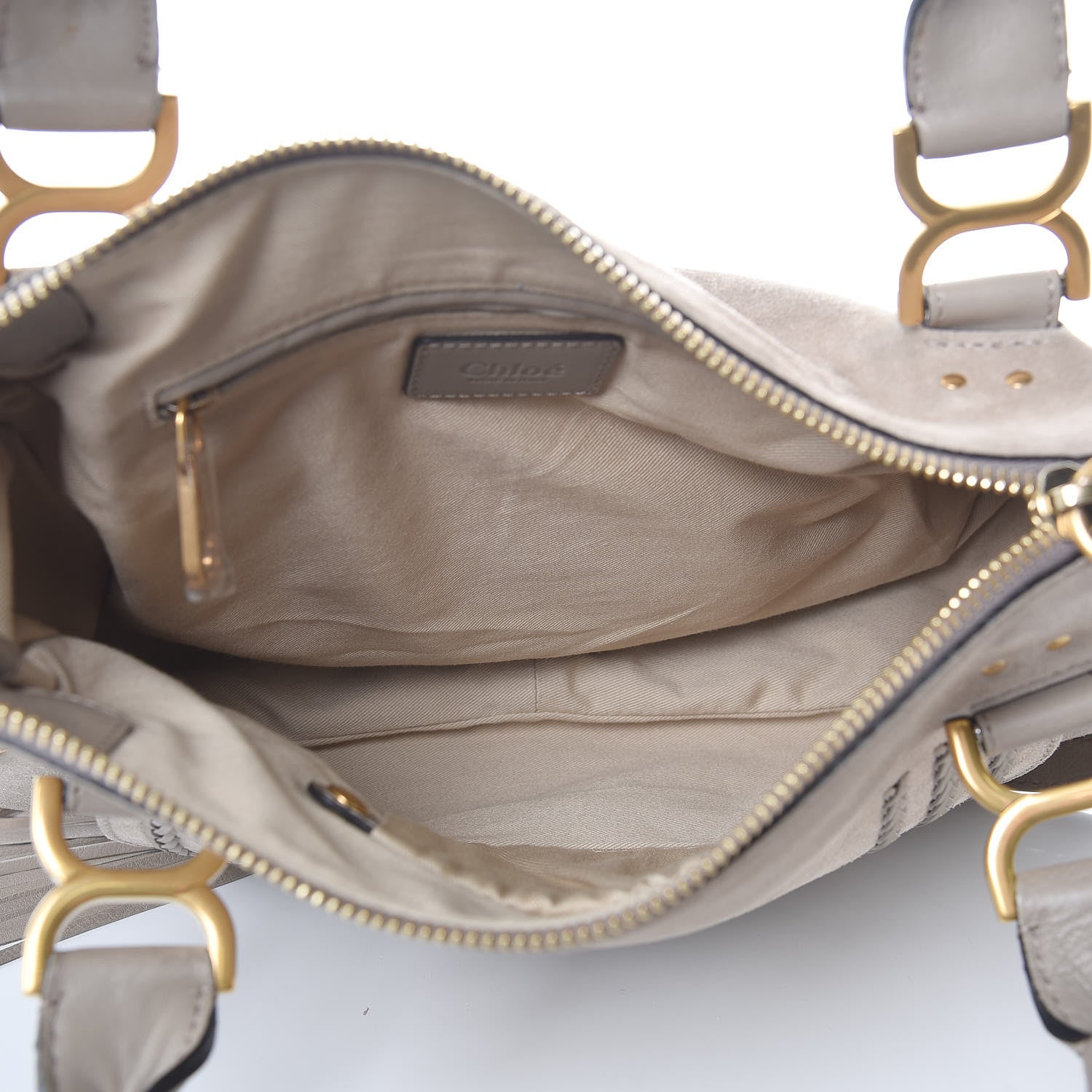 Chloe Suede Calfskin Braided Medium Marcie Satchel Motty Grey 6 of 10