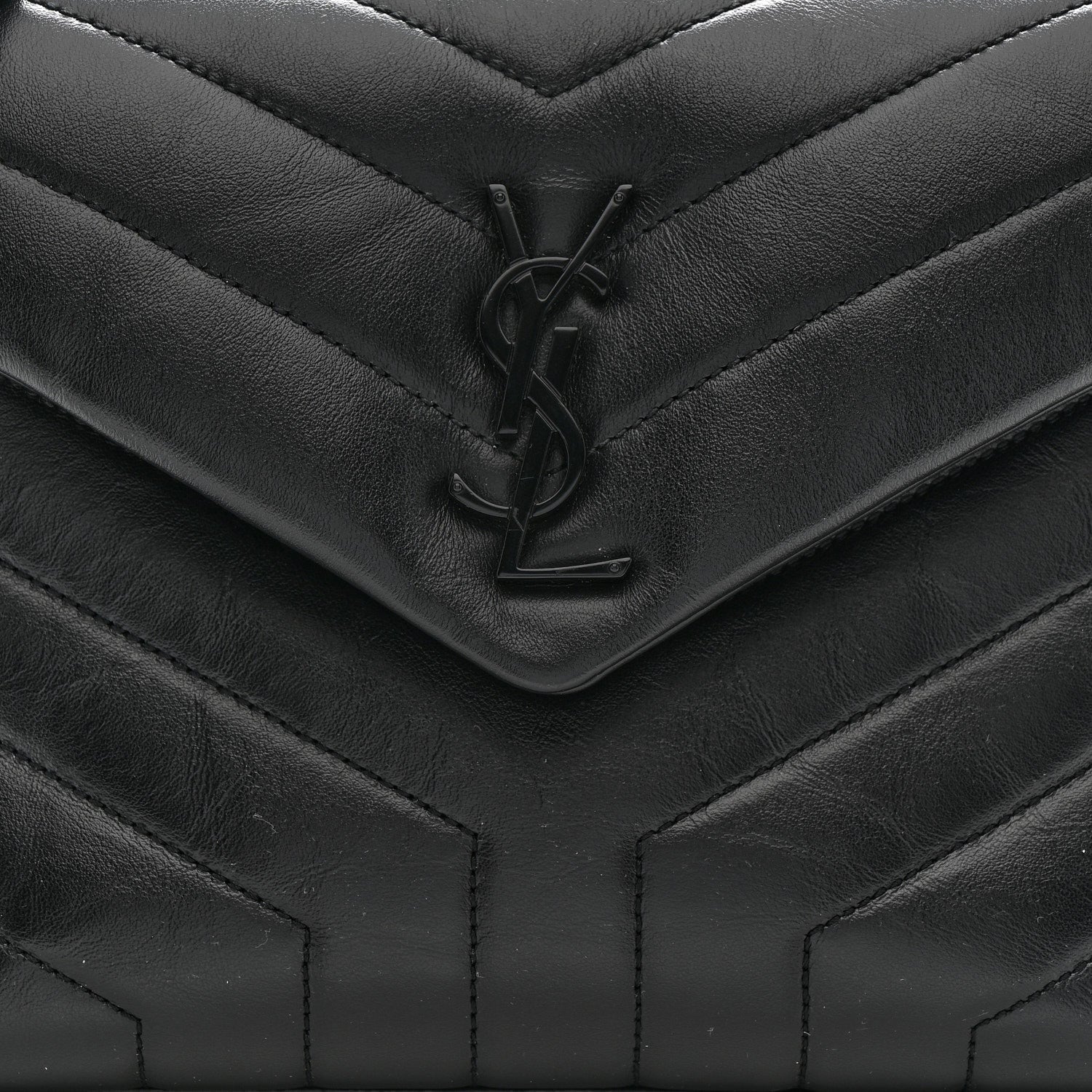 Saint Laurent Calfskin Y Quilted Monogram Monochrome Small Loulou Chain Satchel Black 9 of 12