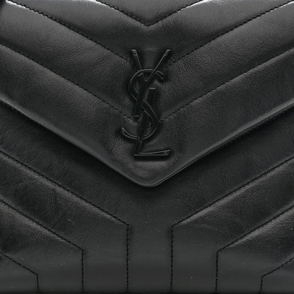 Saint Laurent Calfskin Y Quilted Monogram Monochrome Small Loulou Chain Satchel Black 9 of 12