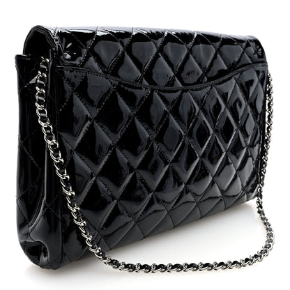 Chanel Patent Quilted Clutch with Chain Flap Black 3 of 10