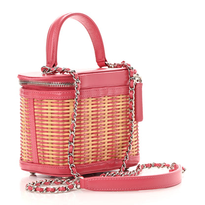 Chanel Calfskin Raffia Small Take Away Vanity Case Bag Pink Beige 3 of 11