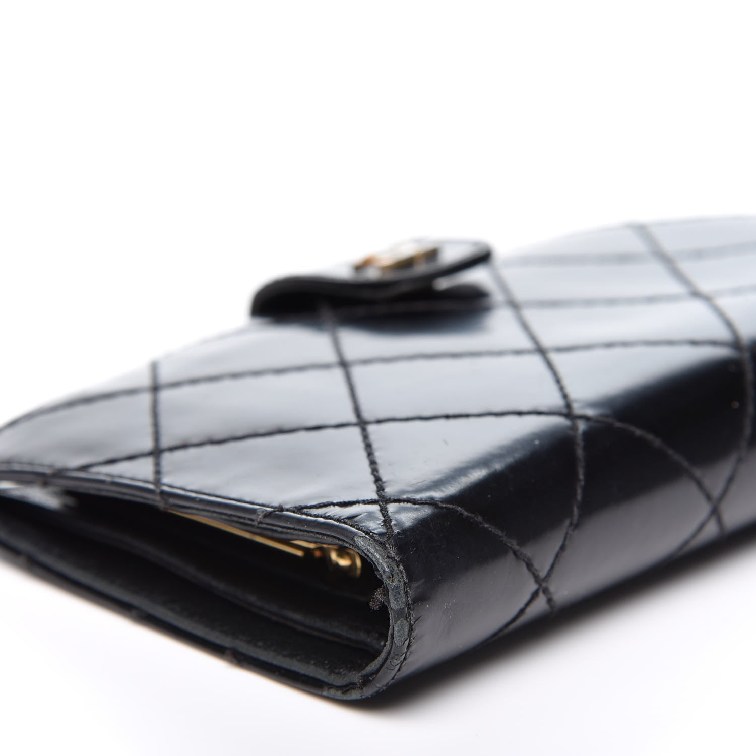 Chanel Glazed Calfskin Diamond Stitched French Wallet Black 7 of 17