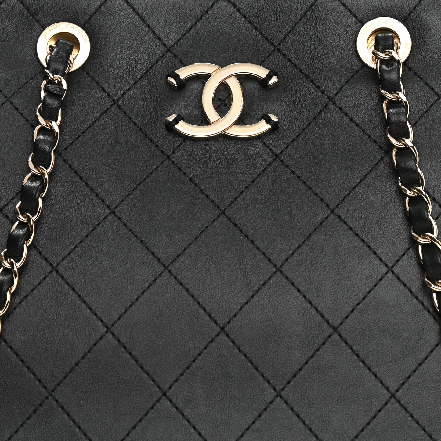 Calfskin Large Serial Shopper Tote Black
