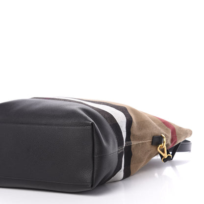 Burberry Grainy Calfskin Mega Check Armley Folding Messenger Black 8 of 13