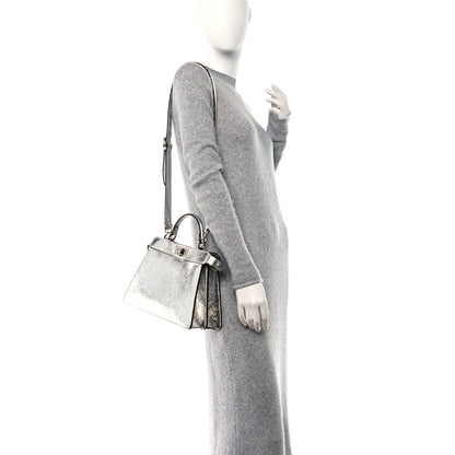 Fendi Rock Millenium Laminata Small Peekaboo I SEE U Satchel Argento 2 of 16