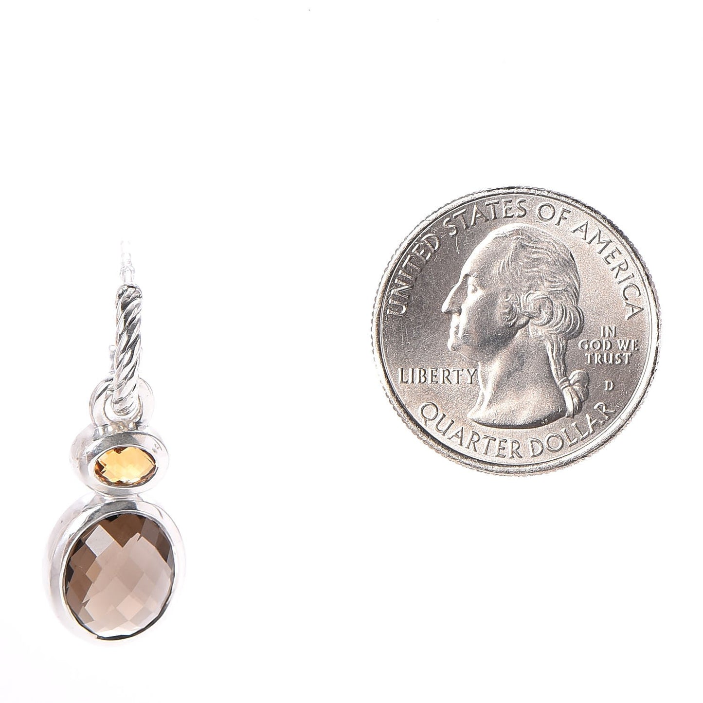 Sterling Silver Lemon Citrine Smoky Quartz Renaissance Drop Earrings