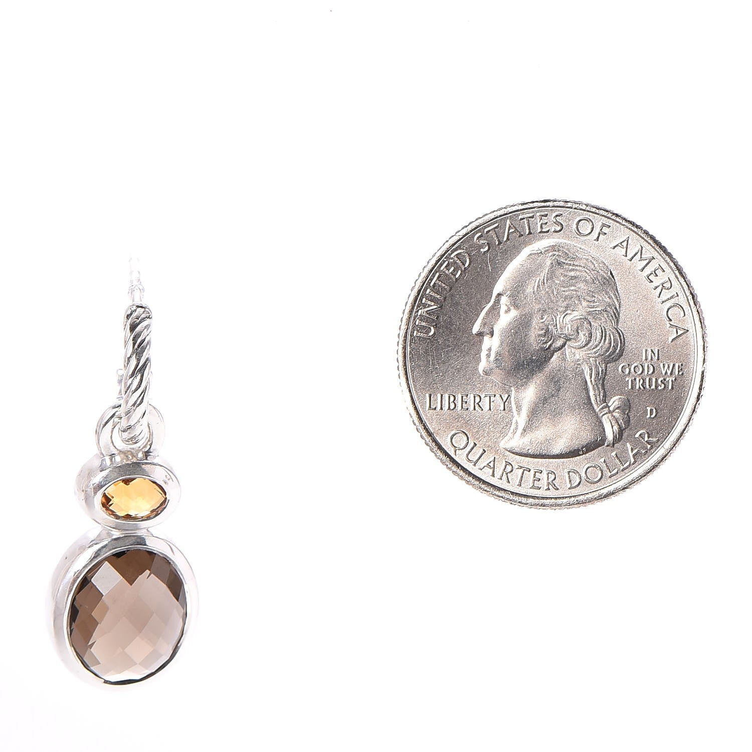 David Yurman Sterling Silver Lemon Citrine Smoky Quartz Renaissance Drop Earrings 2 of 4
