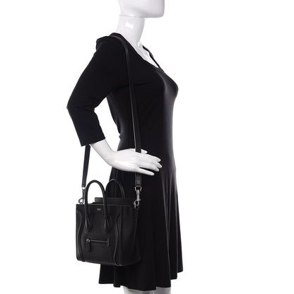 Celine Drummed Calfskin Nano Luggage Black 2 of 11