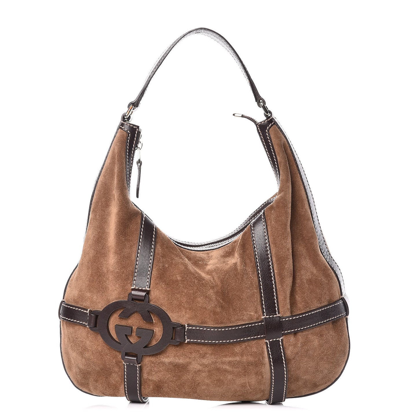 Calfskin Suede GG Royal Hobo Dark Brown