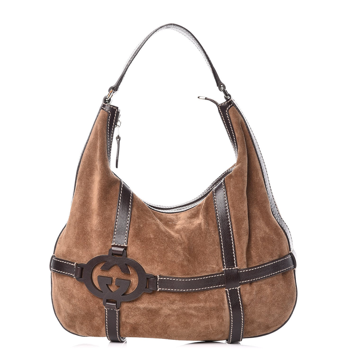 Gucci Calfskin Suede GG Royal Hobo Dark Brown 1 of 12