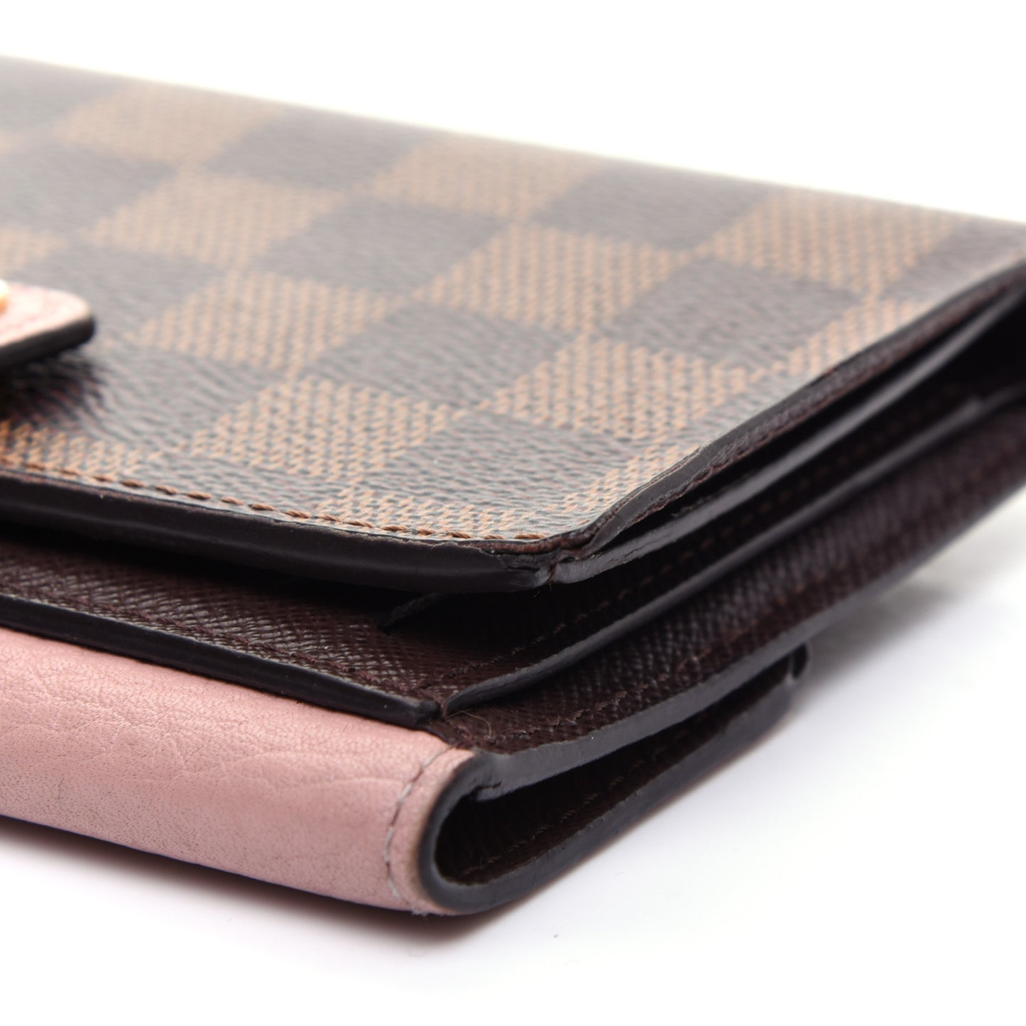 Damier Ebene Normandy Compact Wallet Rose Ballerine