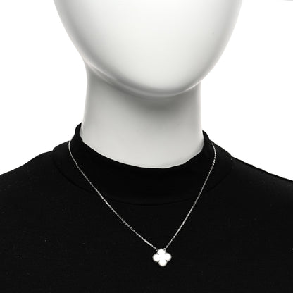Van Cleef & Arpels 18K White Gold Mother of Pearl Vintage Alhambra Pendant Necklace 2 of 6