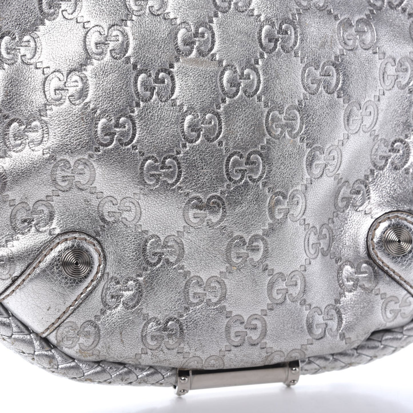 Guccissima Small Britt Tassel Shoulder Bag Silver