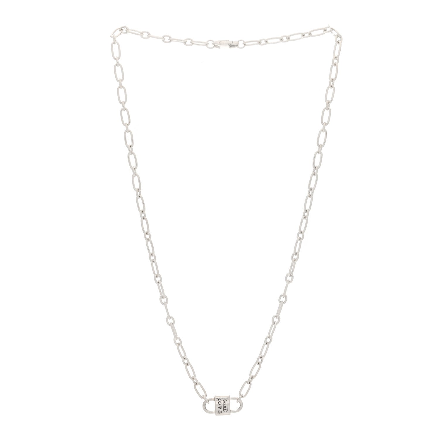 Tiffany Sterling Silver 1837 Double Lock Necklace 3 of 5