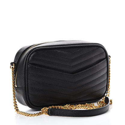 Saint Laurent Grain De Poudre Matelasse Monogram Mini Lou Camera Bag Black 2 of 12