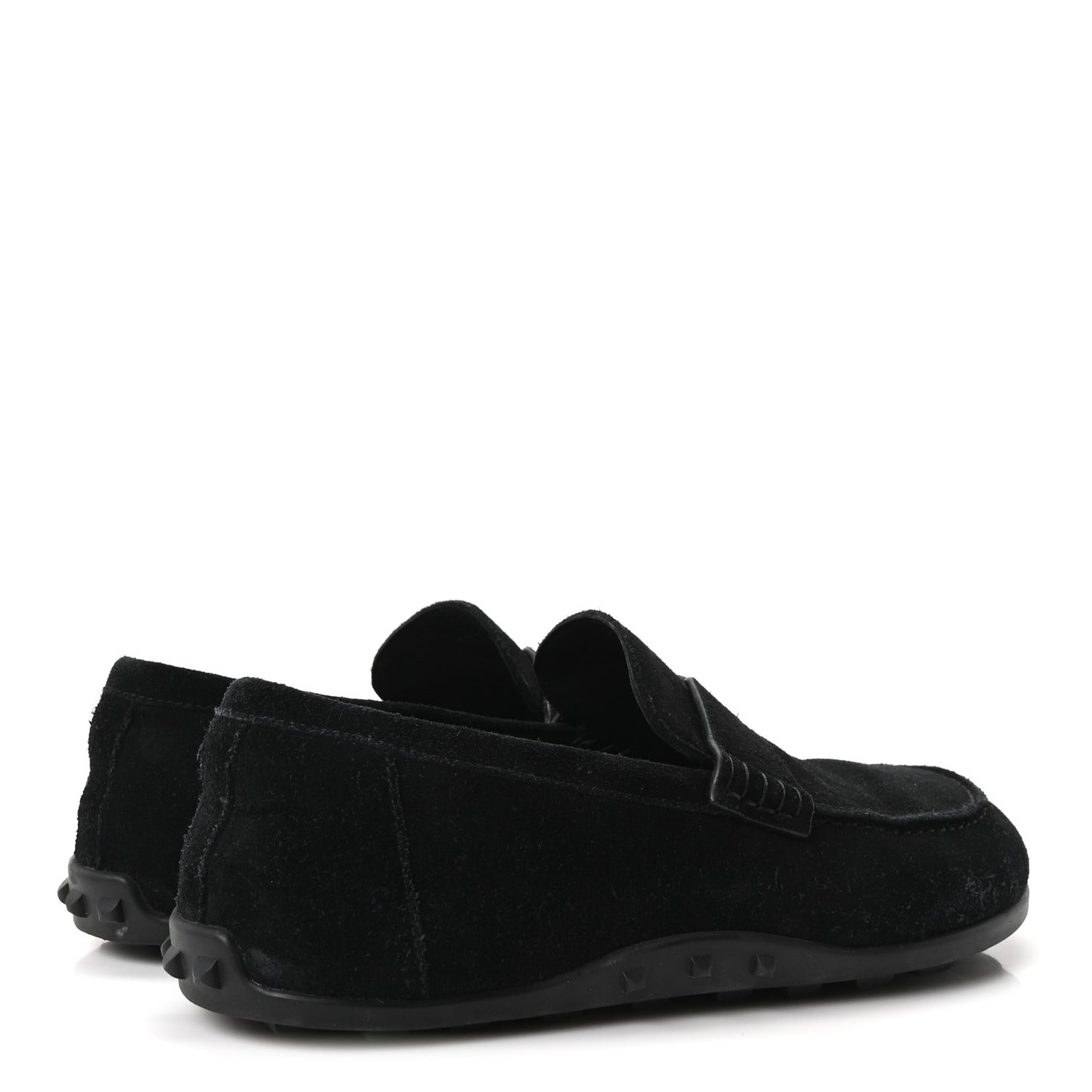 Suede Calfskin Womens Lazy Loafers 38.5 Black