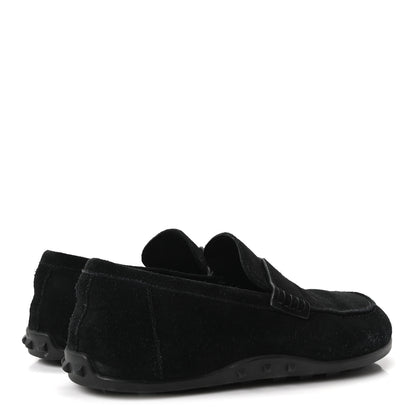 Hermes Suede Calfskin Womens Lazy Loafers 38.5 Black 5 of 10