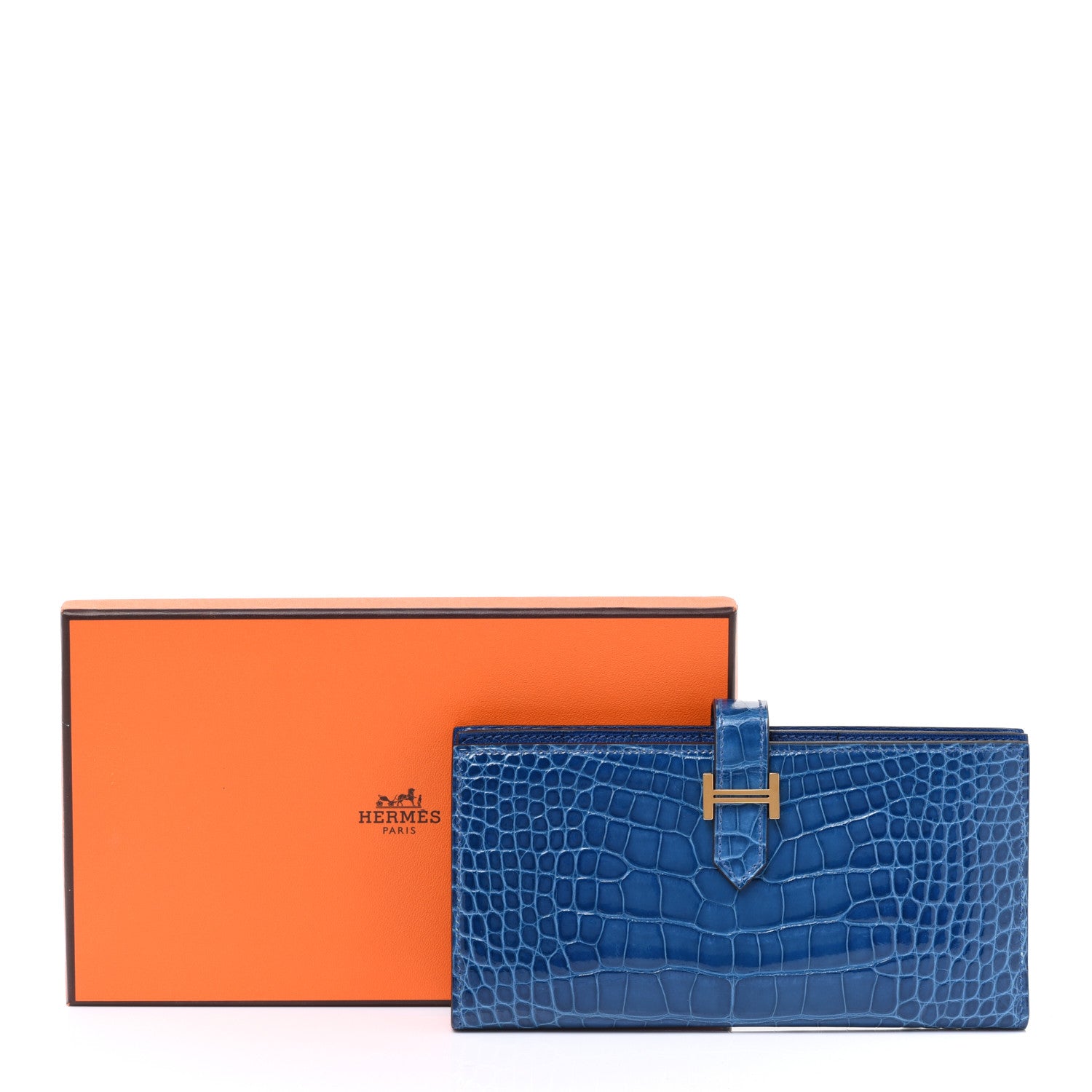 Hermes Shiny Alligator Bearn Wallet Mykonos 8 of 8