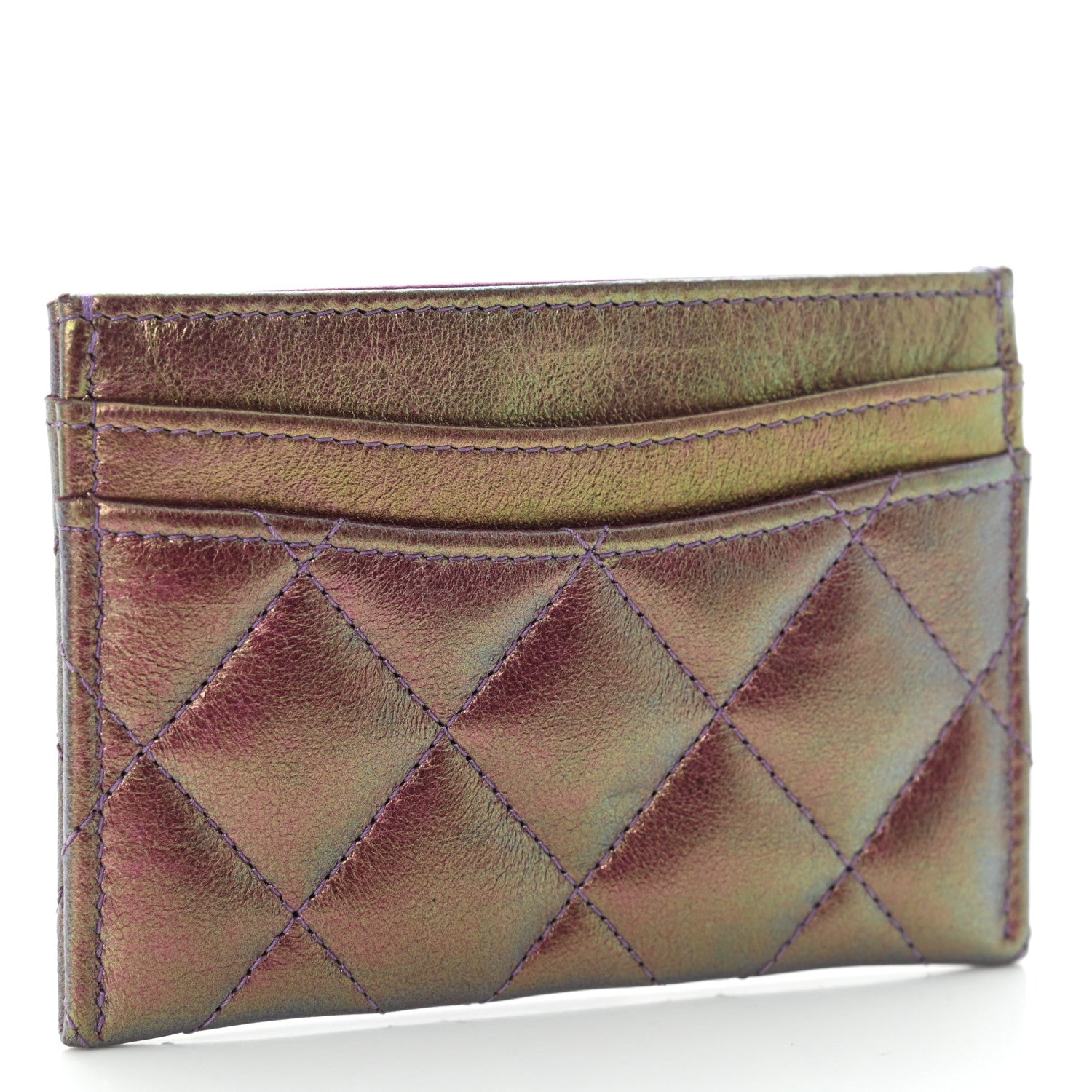 Chanel Iridescent Calfskin Quilted Card Holder Pink 3 of 8