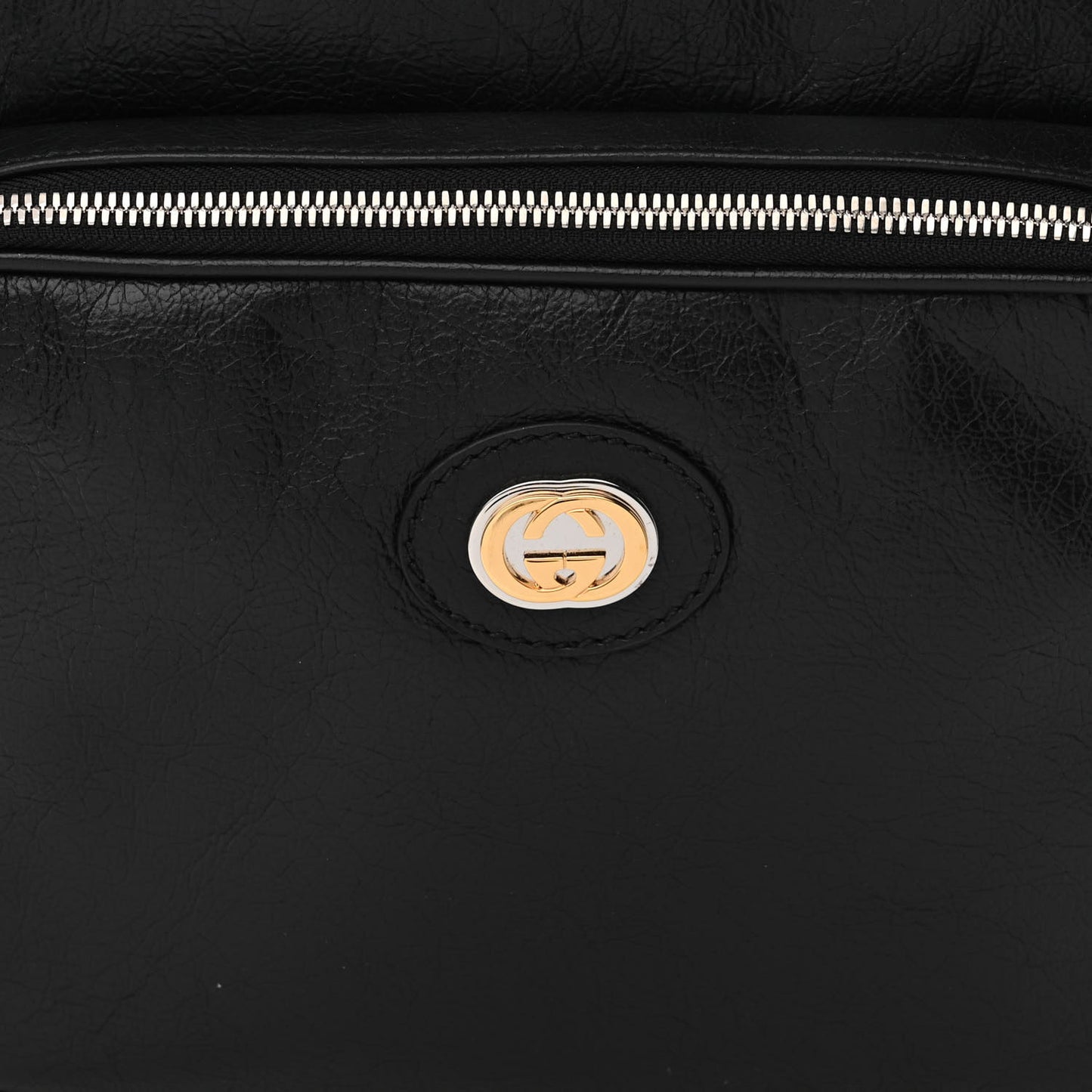 Fluffy Calfskin Mesh Nylon Medium Morpheus Double Buckle Backpack Black