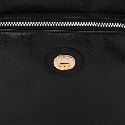 Gucci Fluffy Calfskin Mesh Nylon Medium Morpheus Double Buckle Backpack Black 8 of 10