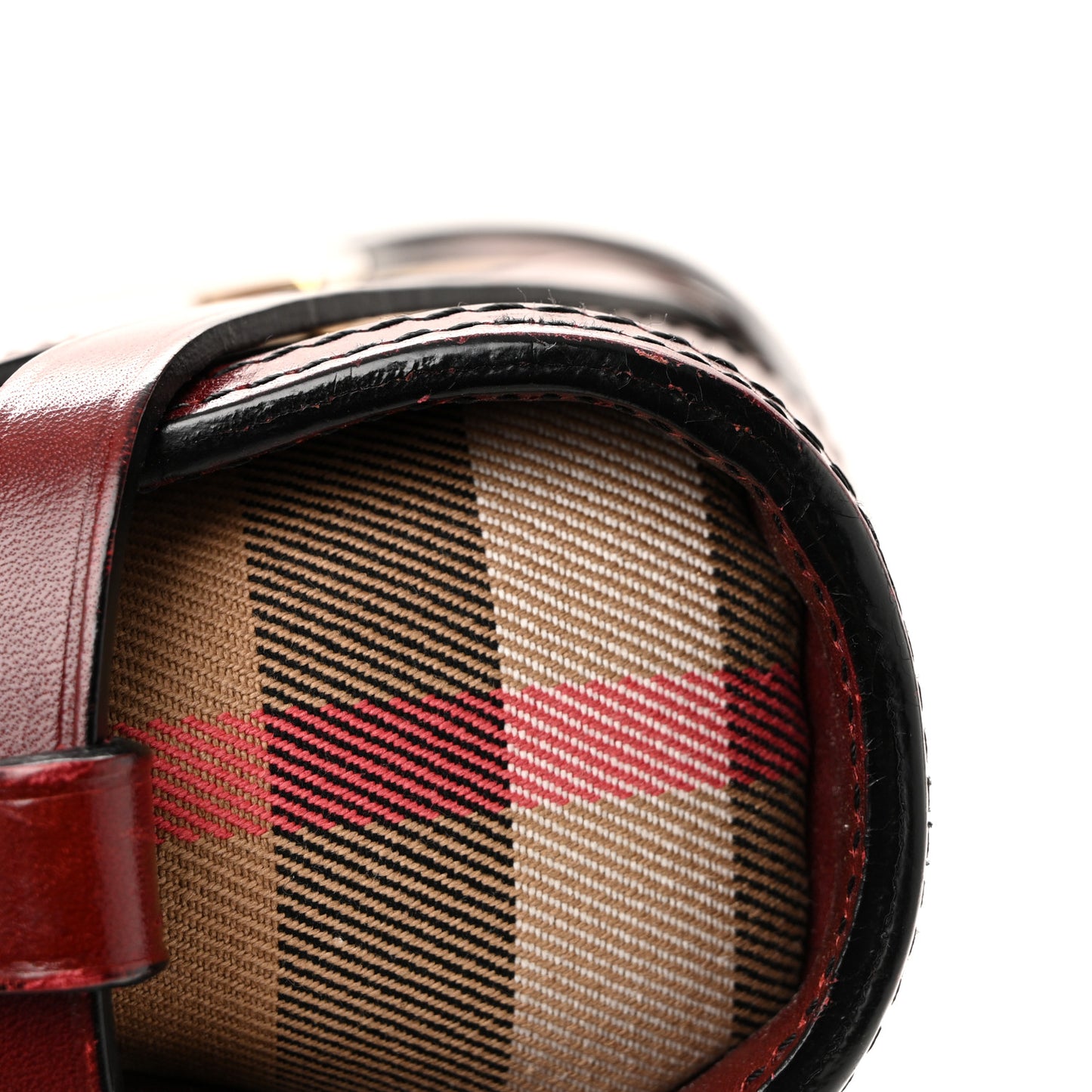 House Check Bridle Calfskin Small Abbott Crossbody Bag Red Claret