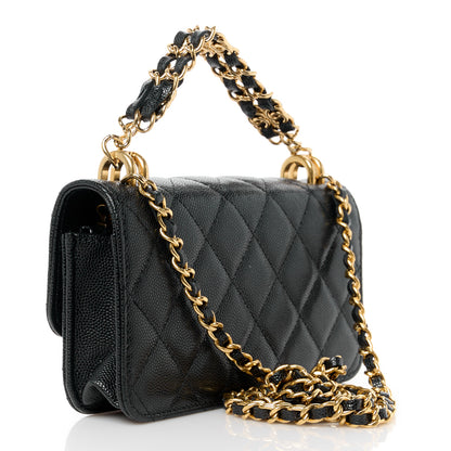 Chanel Caviar Quilted Coco First Phone Holder With Chain Black 3 of 11
