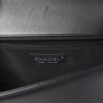 Chanel Calfskin Chevron Quilted New Medium Braided Boy Flap Black 5 of 8
