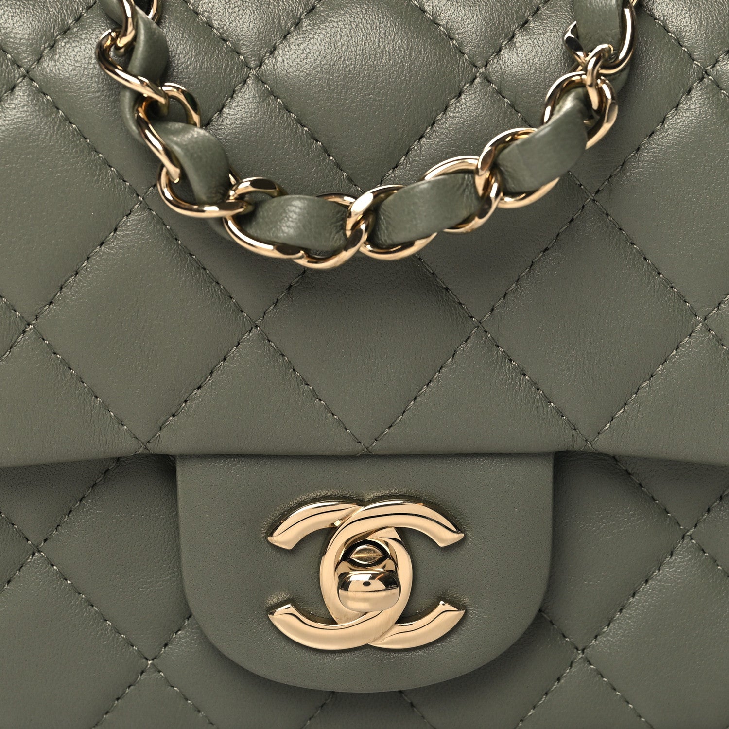 Chanel Lambskin Quilted Mini Rectangular Flap Green 7 of 9
