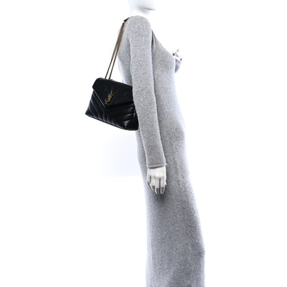Saint Laurent Calfskin Y Quilted Monogram Small Loulou Chain Satchel Black 2 of 9