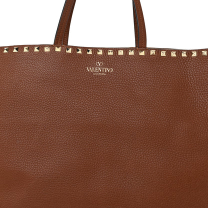 Valentino Garavani Grained Calfskin Rockstud Shoulder Tote Bright Cognac 7 of 9