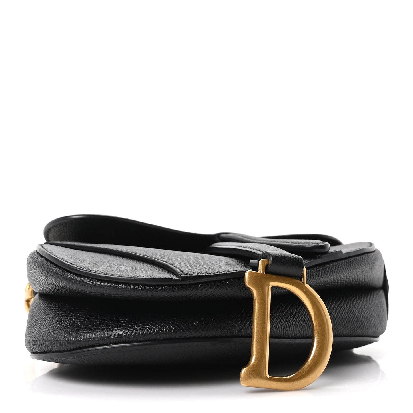 Grained Calfskin Mini Saddle Bag Black