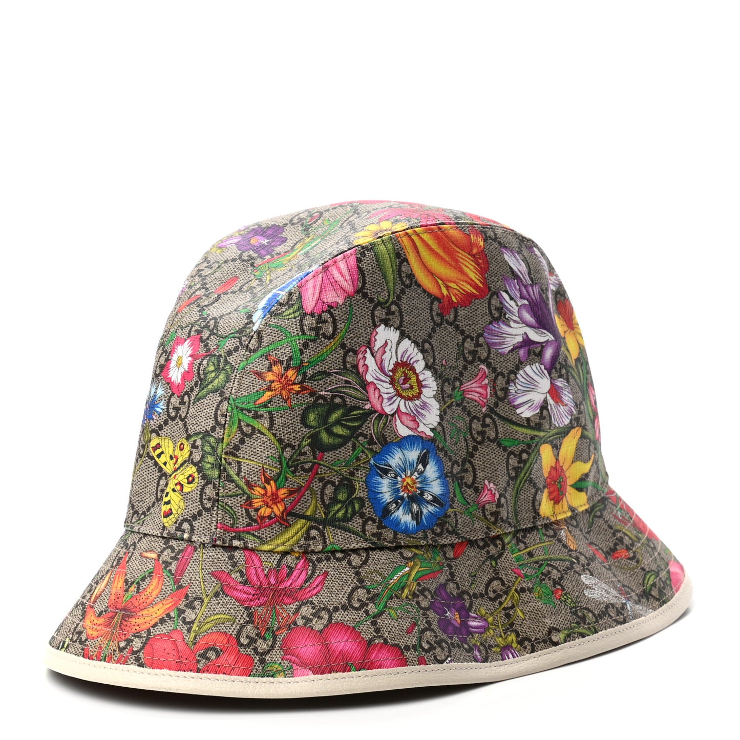 GG Supreme Monogram Flora Fedora Hat XL White