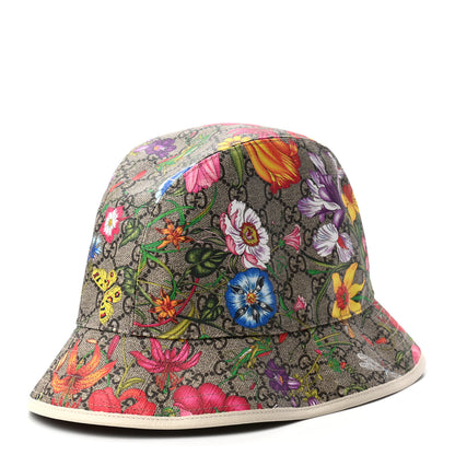 Gucci GG Supreme Monogram Flora Fedora Hat XL White 1 of 9