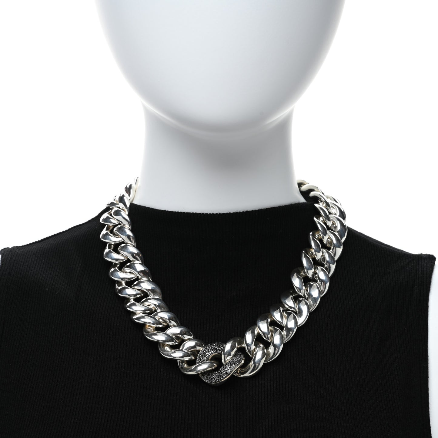Sterling Silver Black Diamond Cordelia Curb Link Necklace