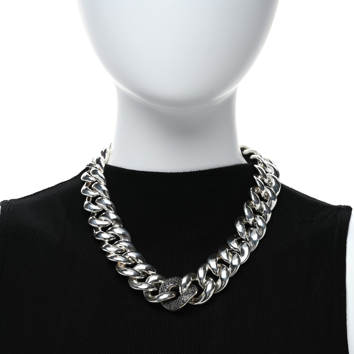 David Yurman Sterling Silver Black Diamond Cordelia Curb Link Necklace 2 of 4