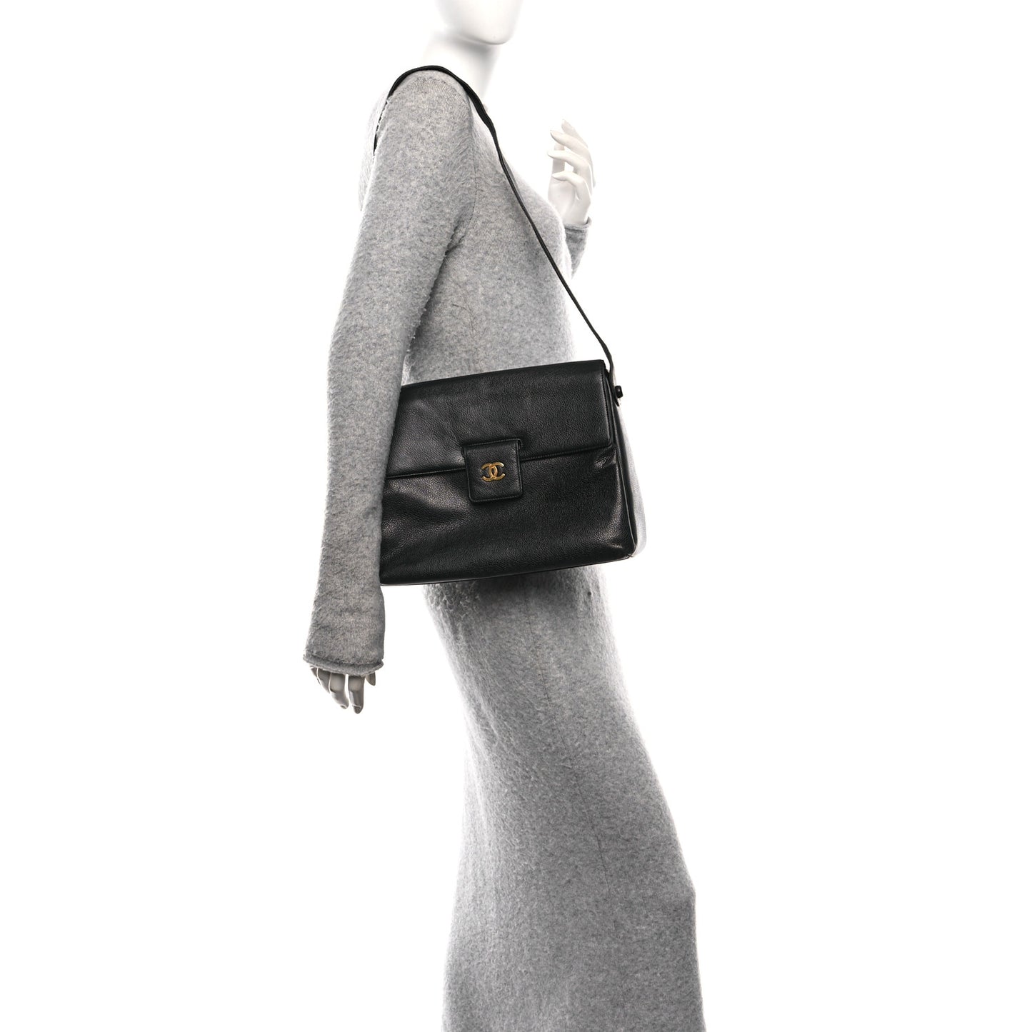 Caviar CC Shoulder Bag Black